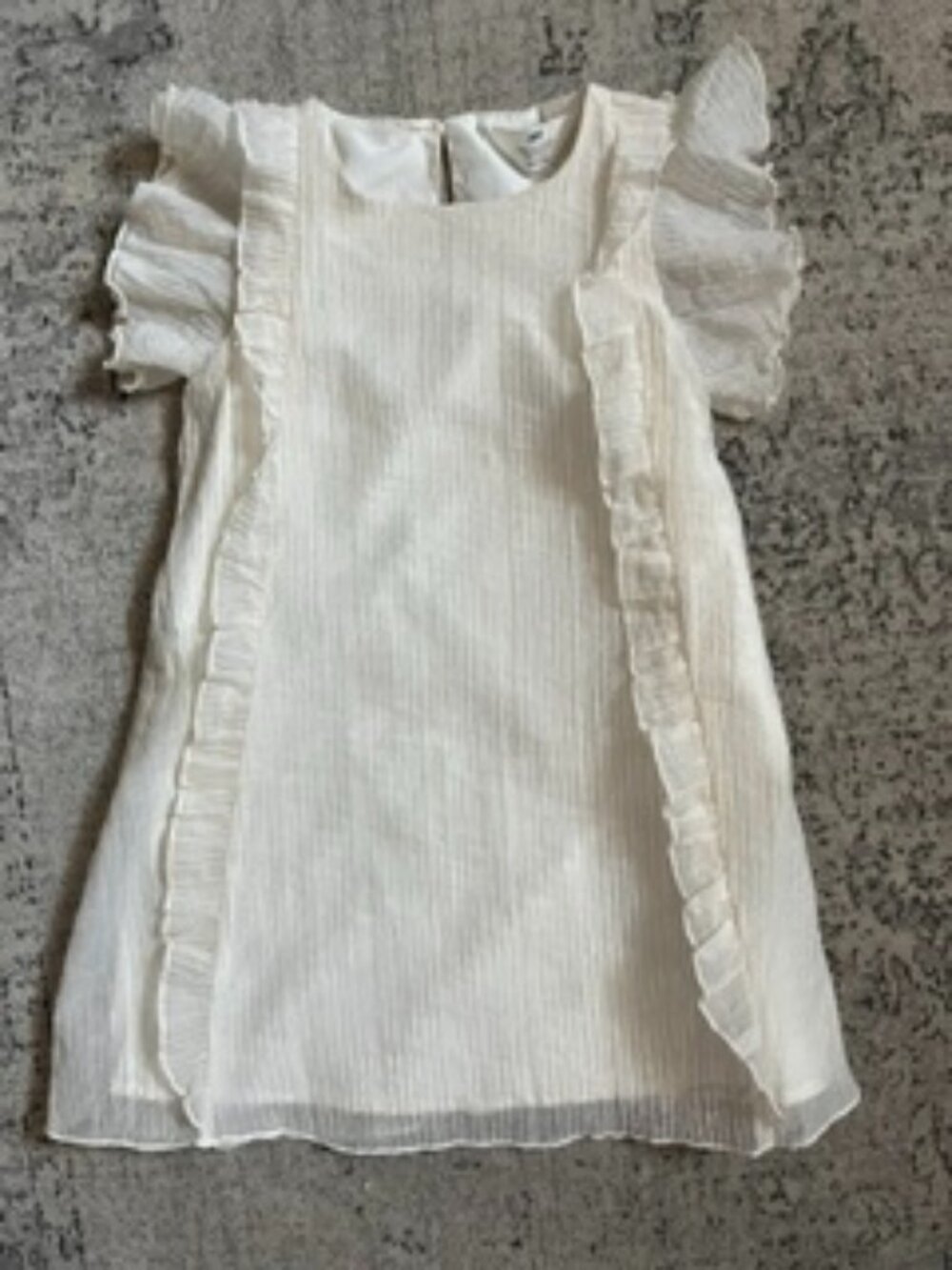 🧡3/$15 H&M Ruffle-Detail Flutter Sleeves White/Off White Dress 5T - Picture 1 of 6